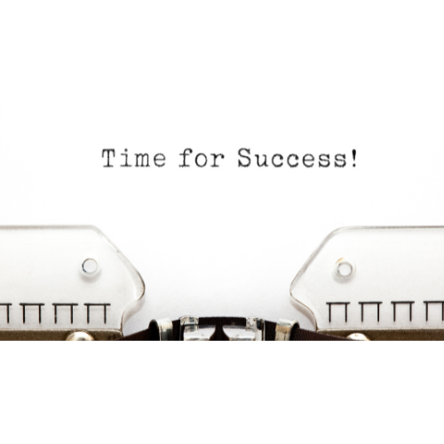A vintage typrewriter with the words tyoed - "time for success"