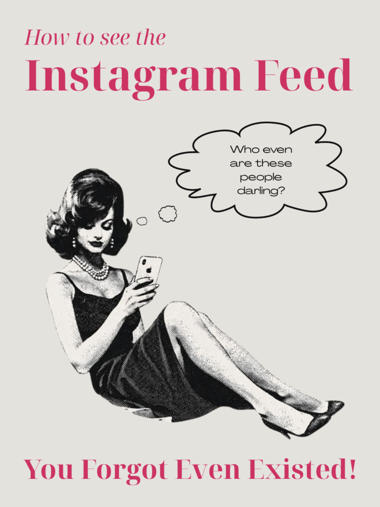 A woman scrolling on Instagram and not seeing anyone she knows - it's all ads or strangers