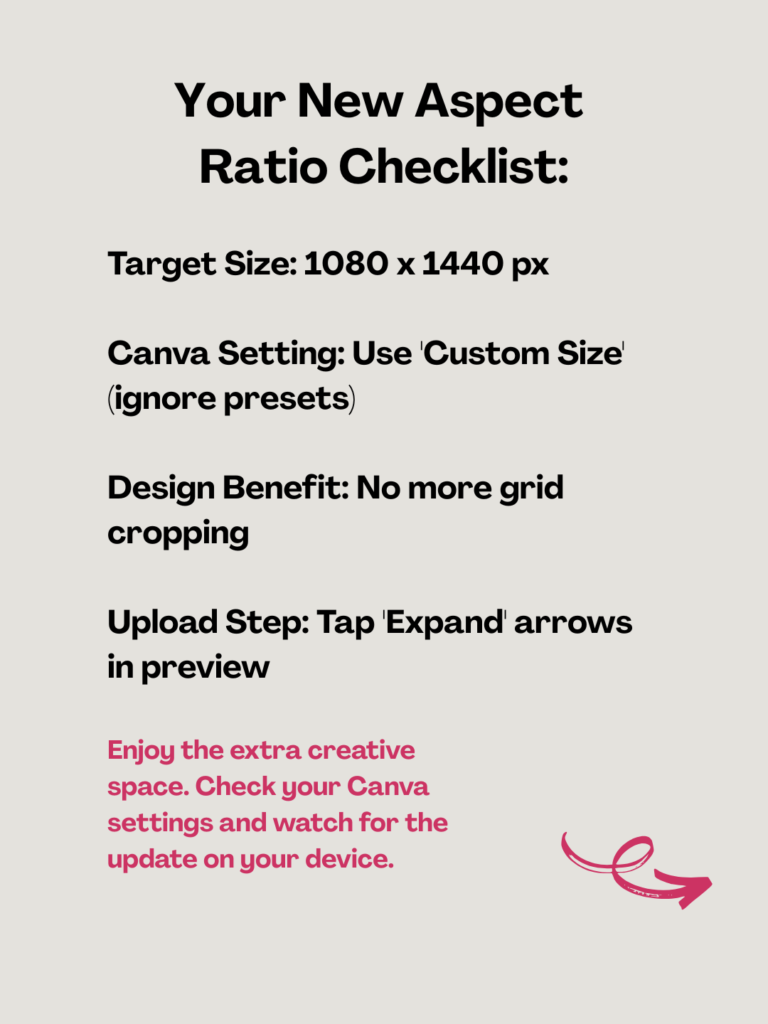 The ratio checklist for Instagram post sizes.